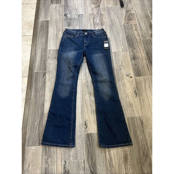 True Religion Jeans Becca Red Stitch Mid Rise SN Flap Boot Cut Women’s Size 29 - Picture 4 of 10